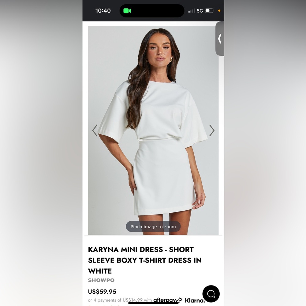 KARYNA MINI DRESS - SHORT SLEEVE BOXY T-SHIRT DRESS IN WHITE